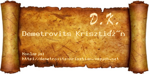 Demetrovits Krisztián névjegykártya