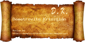 Demetrovits Krisztián névjegykártya